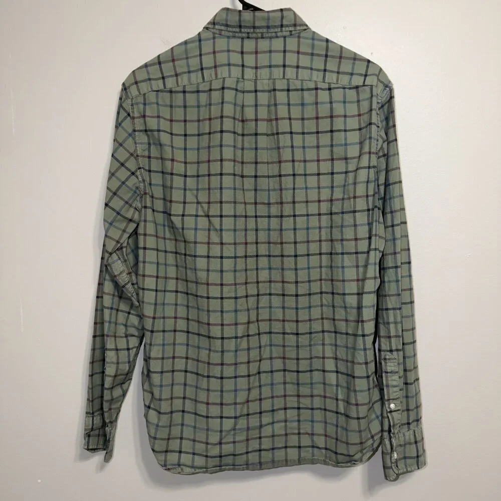 J.Crew Slim Fit Plaid Shirt Size Medium Green Long Sleeve Button